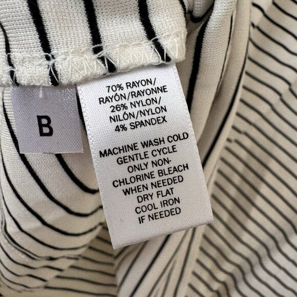 Loft Womans Size Small Pullover White Black Striped Long Sleeve Shirt - Picture 6 of 7